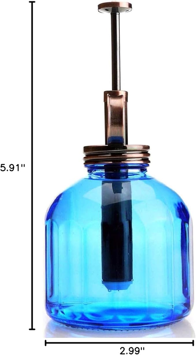 Plant Mister-Blue Glass Bottle & Brass Sprayer (Antique Copper)
