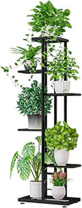 MTB Garden 6 Tier Metal Plant Stand for Indoor Outdoor Flower Pot Display Planter Shelf, Charcoal Grey