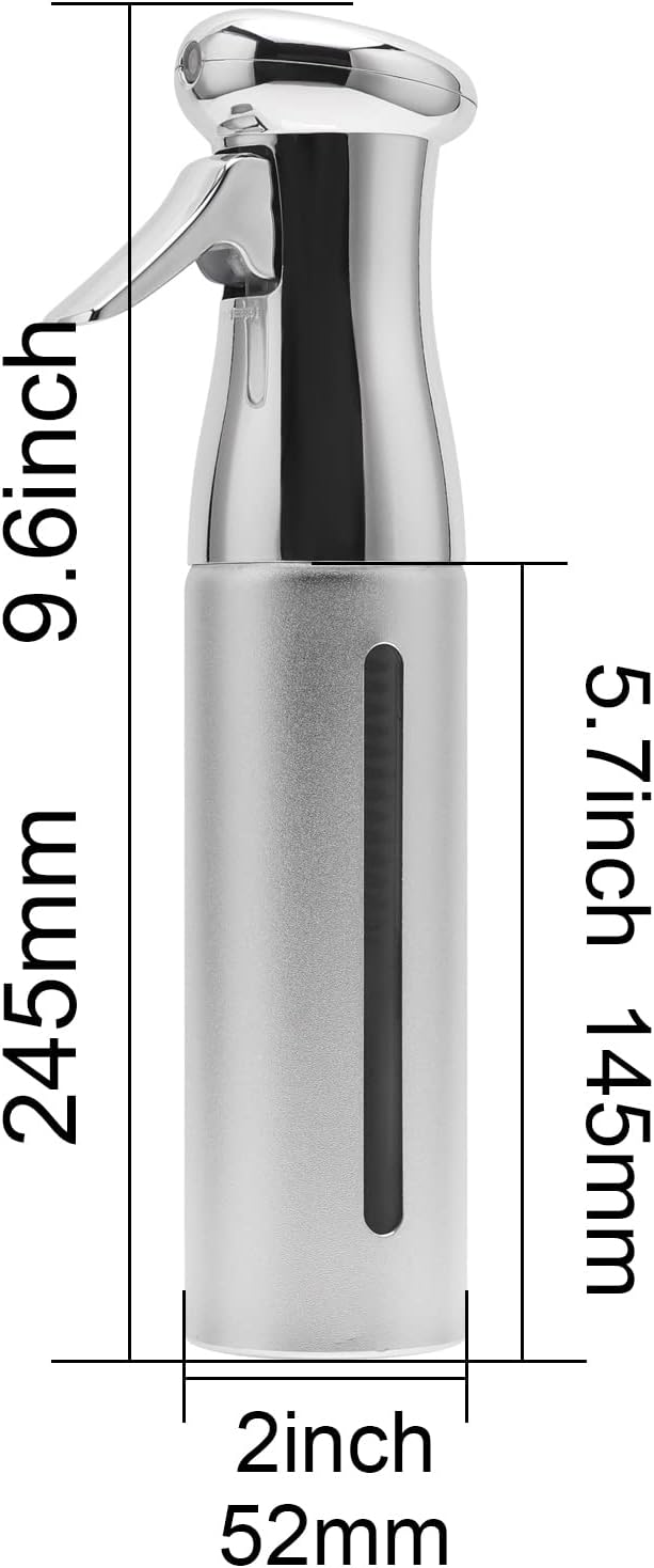 Fine Mist Spray Bottle, Fine Mist Continuous Spray Bottle,Empty Water Spray Bottles for Hair hairstyling,Plants,Cleaning Solutions Dispensing (Silver)