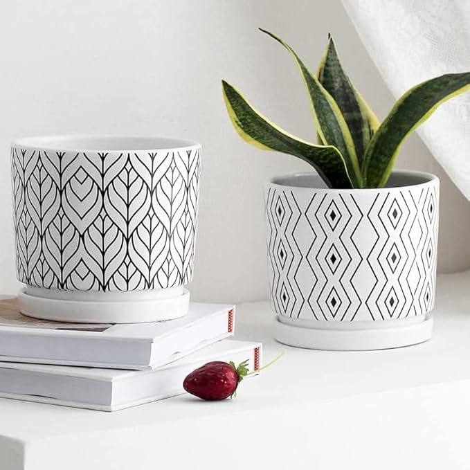 Yukfona Ceramic Plant Saucer 8 inch White, Planter Water Drip Trays for Indoor Plants, Thick Durable Sturdy Flower Pot Saucers for Glazing Pots Base, Sizes 4-12 inch