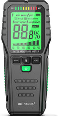 Pinless Moisture Meter for Wood Concrete – Digital Moisture Tester with 3-Color LCD Display, Audible Alarm & HOLD Function – Ideal for Firewood, Lumber, Home Inspections (Green)