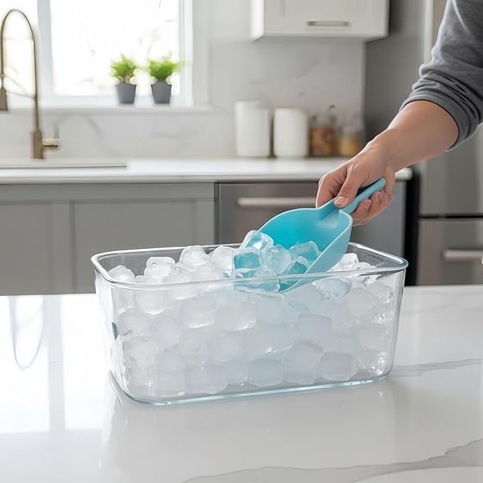 3 Piece Colored Plastic Ice Scoop Set,Thickened PP Utility Ice Scoop(Gray Large/Beige Medium/Blue Small) For Freezer,Ice Maker,Ice Cube, Ice Bucket, Coffee Beans,Ice Cream, Popcorn,Dishwasher Safe