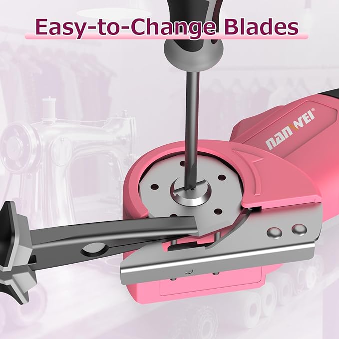 NANWEI Electric Scissors Cordless, Type-C Rechargeable Cardboard Cutter, 4.2V High‑Torque Motor, for Thin Cardboard Carpet Leather (Cardboard Cutter - Pink)