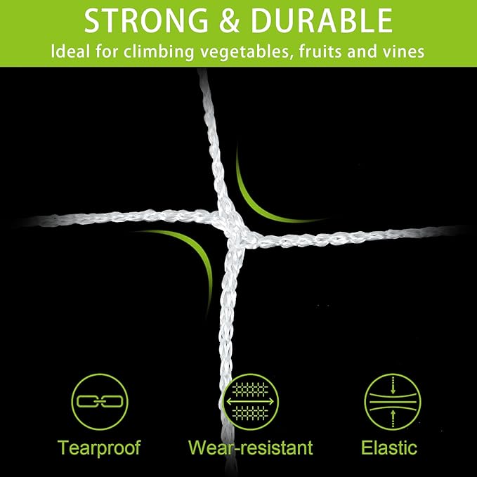 Trellis Netting, 2 Pack 5x30 Ft Garden Trellis Netting, Heavy Duty Square Mesh Outdoor Grow Vining Net for Climbing Plants, Tomatoes Peas Cucumber and Flower Plant with 50pcs Garden Ties