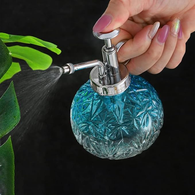 Gadpiparty Glass Plant Mister Watering can with Pump Sprayer for Indoor Outdoor Succulent Plants Mini Bonsai Trees Portable Refillable Mister Spray Bottle