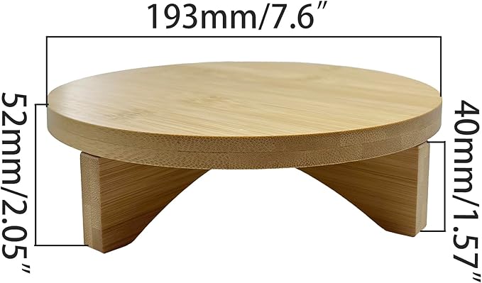 Short Round Wooden Plant Stand Indoor Desktop Flower Pedestal Stand Wood Decor Risers for Small Plants Display(7.6 Inch)