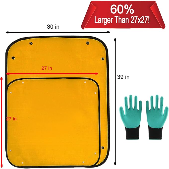 39"x30" Orange Thickened Repotting Mat for Plant Transplanting, Waterproof Tray for Potting Soil Mess Control, Portable Gardening Mat with Protective Gloves, Best Gift for Gardeners