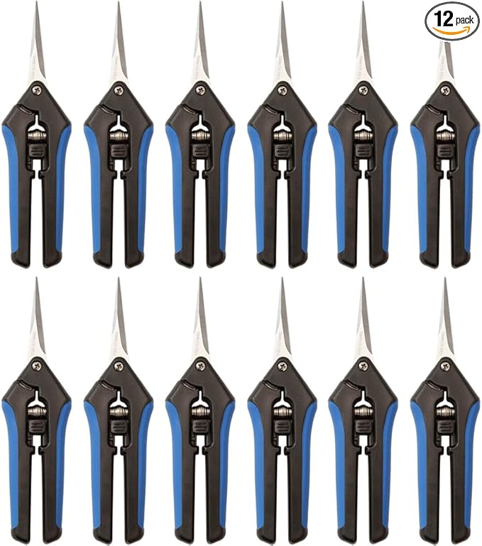 LDK 12Pack 6.7Inch Straight Blade Gardening Hand Pruner Pruning Snip Garden Trimming Scissors, High Cutting Efficiency Flower Snips for Gardening