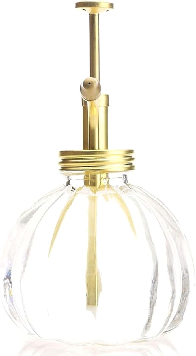 Plant Mister- Clear Color Glass Bottle & Brass Sprayer (Matt Gold)