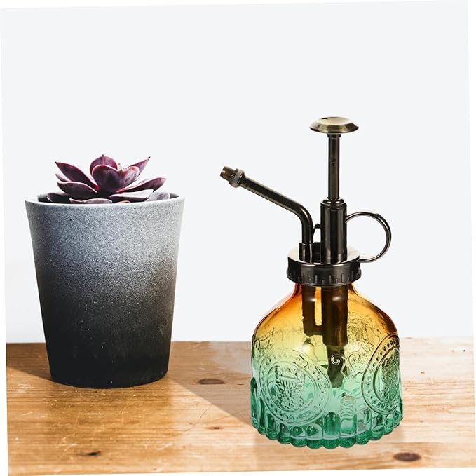 GALPADA Vintage Embossed Glass Plant Mister Gradient Water Spray Bottle for Gardening for Houseplant Care and Maintenance