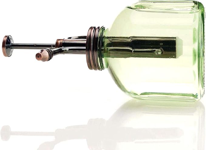 Plant Mister- Green Glass Bottle & Brass Sprayer (Antique Copper)