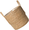 Rattan Basket Flower Pot 25cm Straw Flowerpot Vintage Style for Home Decor