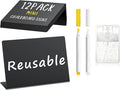 PigPotParty 12 Pcs Food Labels for Party Buffet, 4"x3" Mini Chalkboard Signs for Food Display, Table Place Cards - Name Tags- Small Chalk Board Signs, w/Cleaning Spray & 2 Markers
