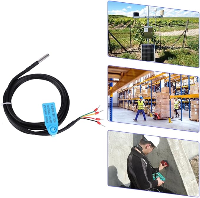 Temperature Humidity Sensor, I2C Interface FS304 SHT30 FS304 SHT31 FS304 SHT35 Waterproof Digital Thermal Soil Probe Module Stainless Steel Room Thermometer Hygrometer with Extension Cable(SHT31)