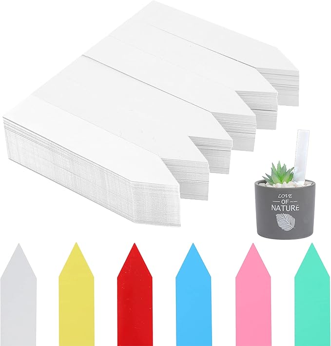 600 Pcs 4" Plant Labels Plastic Waterproof Plant Tags Seed Pot Marker Nursery Garden Seed Stake Tags Plant Classification Sorting Sign Flower Mark (White)