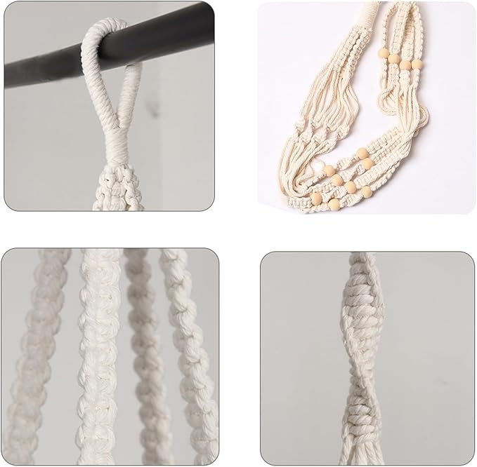 Hanging Planters with Macrame Plant Hangers for Indoor Outdoor Plants, 3 Set Hanging Baskets Flower Pots Holders 35''/27''/21'', Self-Watering Pots 7''/6''/5.5'', Boho Home Decor, White