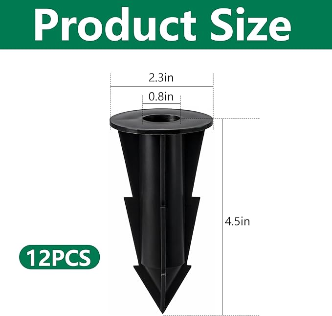 12 Pcs Memorial Artificial Flower Holder, Patio Garden Floral Ground Spikes, Cemetery Flower Container Stakes for Outdoor Yard Grave Faux Flowers Indoor Window Box Planter Pot (Black)