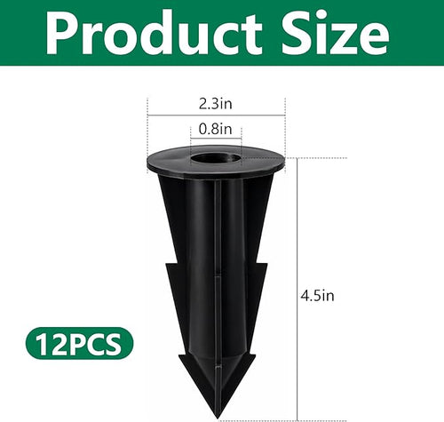 12 Pcs Memorial Artificial Flower Holder, Patio Garden Floral Ground Spikes, Cemetery Flower Container Stakes for Outdoor Yard Grave Faux Flowers Indoor Window Box Planter Pot (Black)