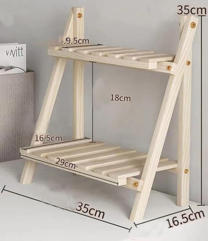 2-Tier Bamboo Plant Stand - Indoor Tabletop Succulent Plant Shelf, Rack, Flower Pot Holder