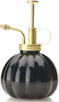 Vintage Style Glass Pumpkin Bottle Sprayer Watering Can Plant Mister with Brass Sprayer Head (Black)