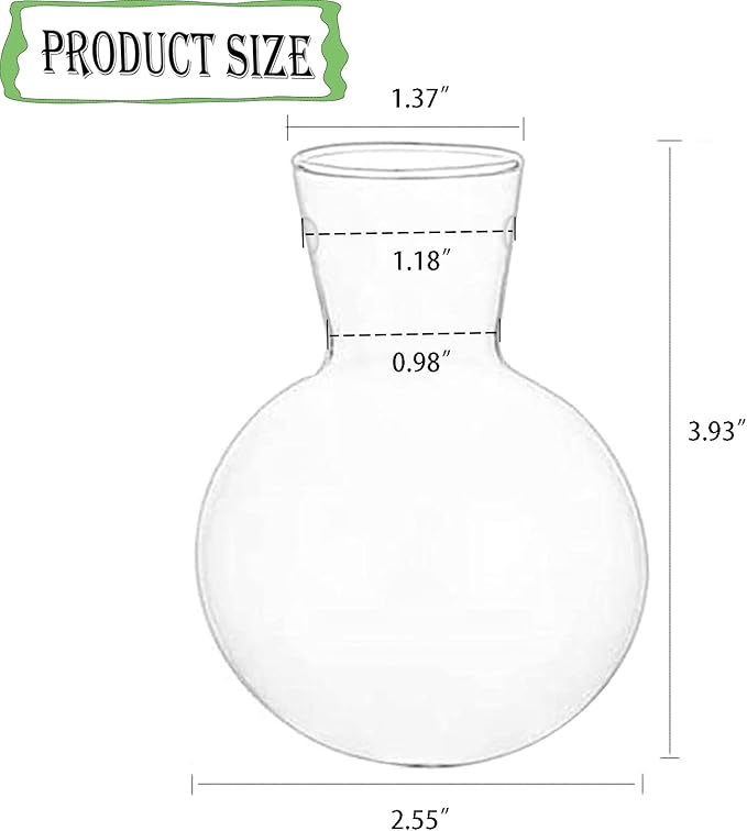 Kingbuy Bulb Glass Vase with Side-Hole (Hole to Hole Opening Dia.: 1.18 in) for Replacement Planter Terrarium with Wooden Stand Accessories Desktop Hydroponics Water Plant Propagation Station, 2 Pack