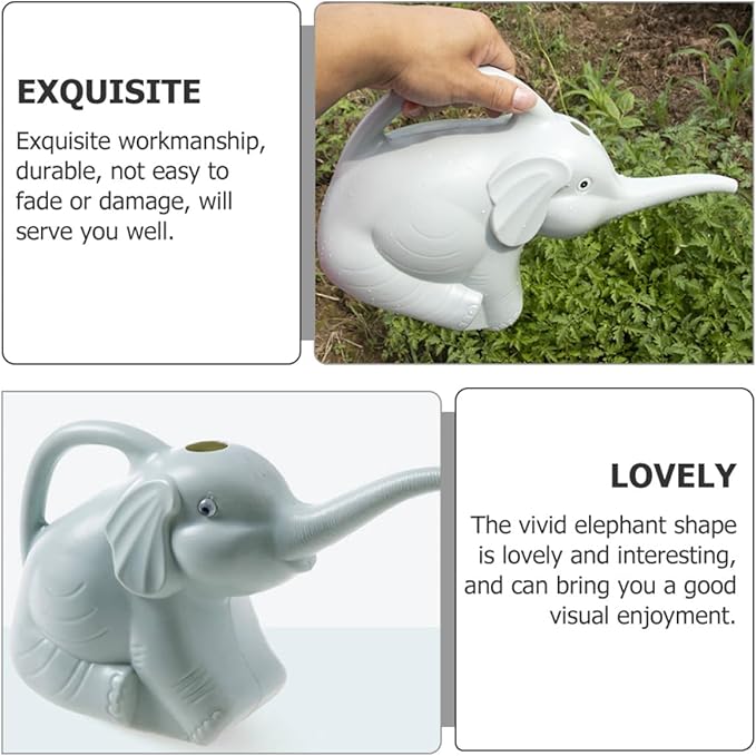 Lurrose 2pcs Long Spout Watering Can Set Elephant Design Watering Pot for Indoor and Outdoor Plants Household Garden in Blue