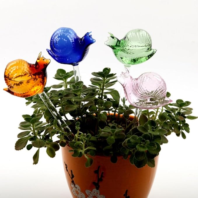 Hemoton 3PCS Plant Watering Globes Glass Self Watering Globes Automatic Watering Device Snail Shaped Water Globes Plant Watering Bulbs for Indoor Outdoor Plants (Random Color)