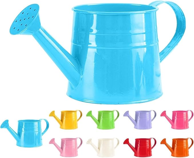Metal Watering Can - 1L Vintage Sprinkling Can Plant Watering Can for Outdoor Indoor Plants, Tinplate Watering Kettle Gardening Tool, Galvanized Steel Watering Cans for Flowers (Blue)