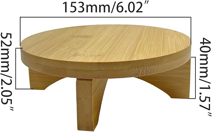 Short Round Wooden Plant Stand Indoor Desktop Flower Pedestal Stand Wood Decor Risers for Small Plants Display(6 Inch)