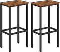 MAHANCRIS Set of 2 Bar Stools, 29.5" Tall Counter Bar Stools, Kitchen Breakfast Bar Chairs with Footrest, Rectangular Industrial Bar Chairs, for Dining Room, Rustic Brown and Black BAHR01701