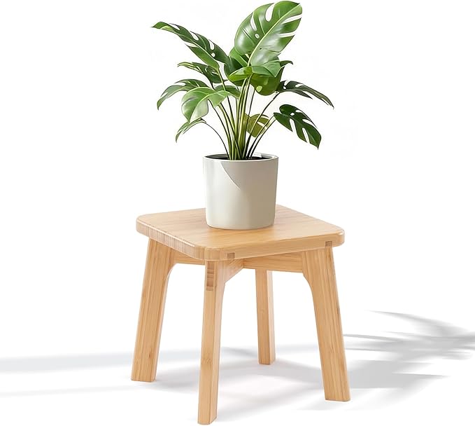 Wooden Step Stool for Kids & Adults – Small Foot Stool for Sitting or Reaching, Anti-Slip, 300lbs Capacity for Bathroom & Kitchen
