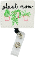 Plant Mom Badge Reel, Retractable Succulent ID Holder, Mother's Day Name Tag Clip (carabiner)