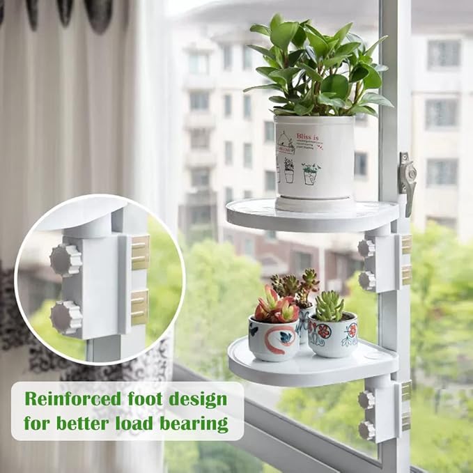WAYUTO Rotatable Floating Window Plant Caddy Shelf Sliding Window Door Ledge Plant Display for Windowsill Door Perch Deck Decoration