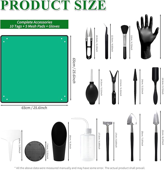 30PCS Mini Succulent Gardening Tools Set with 19.7" Waterproof Repotting Mat, Complete Indoor Plant Care Kit for Transplanting, Potting, Bonsai, Cactus, Houseplant & Fairy Garden