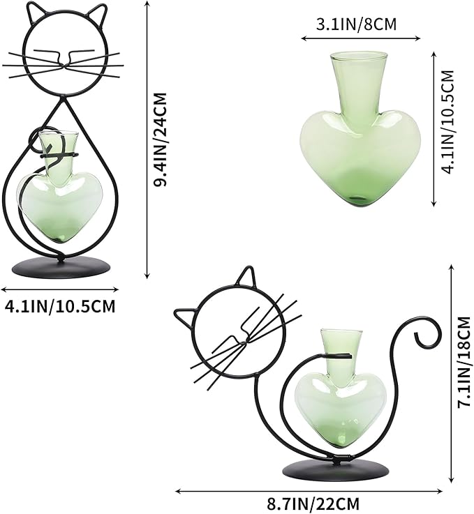 Plant Terrarium Plants Propagation Station Cat Lover Gifts for Women Home Office Decor Cat Desk Accessories