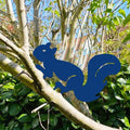 Rusty Squirrel Garden Stake, Metal Squirrel Yard Art,Squirrel Silhouette, Rusted Metal Garden Decor, Garden Gifts for Her Him(Cobalt Blue,11x8/28x20cm)