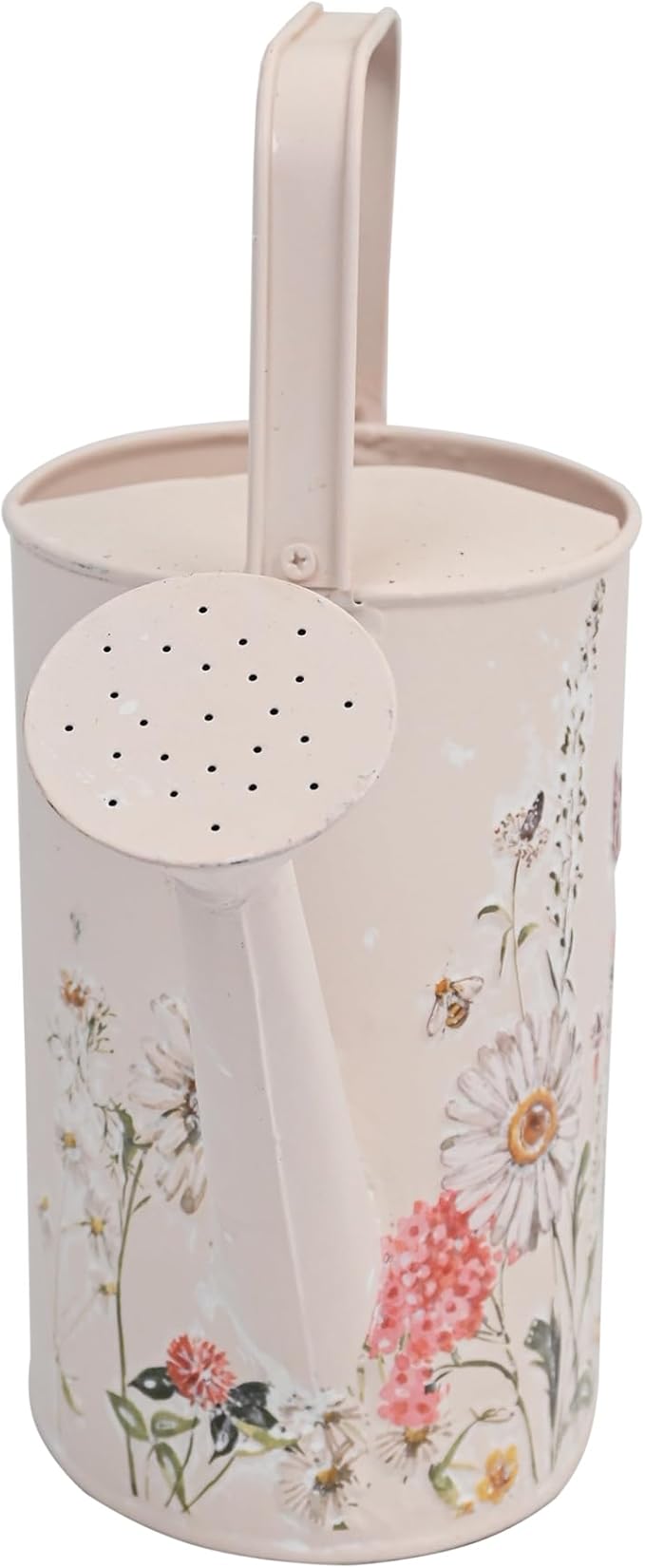 Vintage Floral Metal Watering Can for Indoor/Outdoor Plants, Pink Functional Garden Waterer with Long Spout, Garden Water Pot Rustic Decor for Home Garden Patio