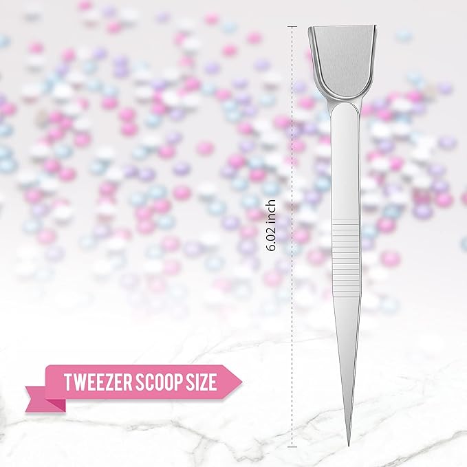 Honoson 5 Pieces Craft Jewelry Bead Diamond Scoop Set Jewelry Shovel Set Diamond Tweezer Beads Scoop and Mini Shovel Handy for Pearls Gemstones Pick up Sorting Tools Supplies