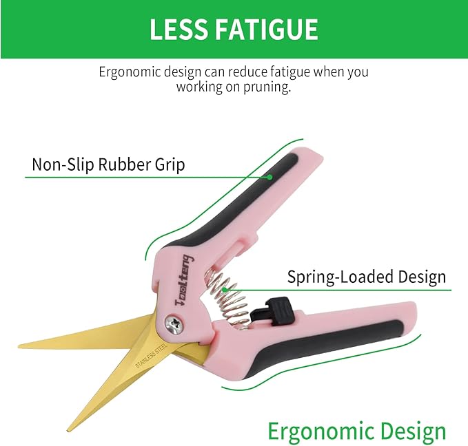6 Packs Pruning Shears with Curved Blades, Garden Trimming Scissors, Gardening Hand Pruning Snips Titanium Coated Precision Bonsai Pruning Shears, Efficient Flower Cutters (Pink)
