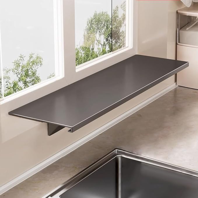 Window Sill Extender Plate, 23.6inch Carbon Steel Storage Shelf, Heavy Duty Countertop Extension Board with Magnetic Base for Kitchen Organization Storage (23.6x7.8in/60x20cm)