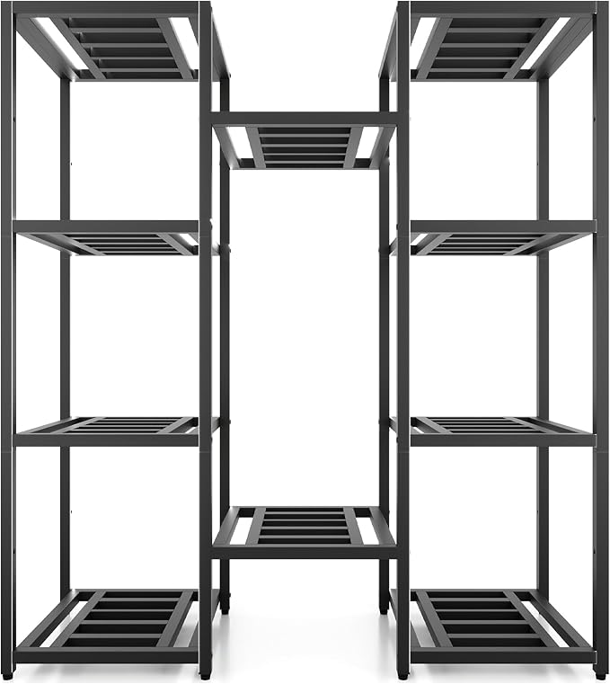Plant Stand Indoor Outdoor,10 Tier Tall Metal Plant Stands Holder,Heavy Duty Wrought Iron Plant Shelves for Multi Large Pots,Black Tiered Flower Display Riser for Living Room,Patio,Balcony
