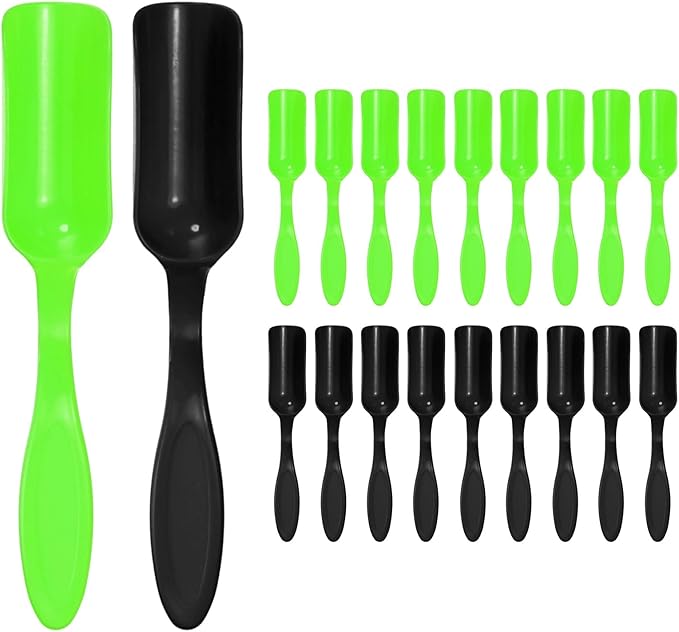 M METERXITY 20-Pack Mini Gardening Shovel Spoon, Plastic Garden Soil Scoops for Cultivation Digging Transplanting/Flower Planting/Plant Succulent, Colorful Small Gardening Tools [Black, Green]