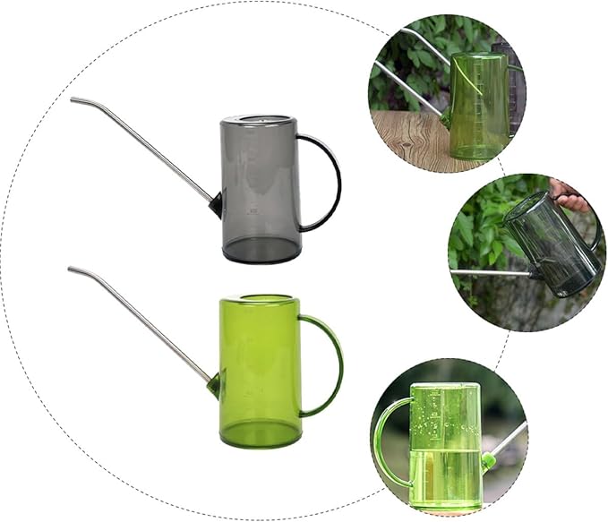 Beaupretty 2pcs 1000ml Long Spout Watering Cans 304 Stainless Steel Watering Kettles with Measurement Markings for Indoor Succulent and Garden Plant Care
