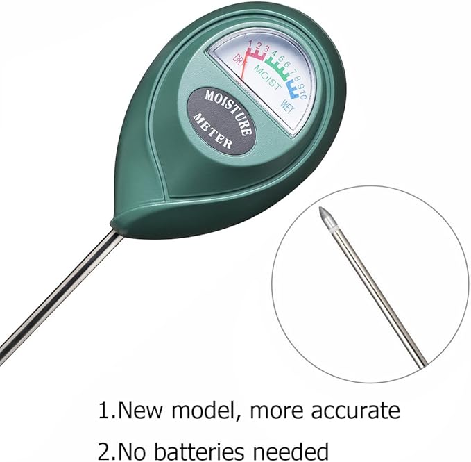 XLUX Soil Moisture Sensor Meter Water Monitor, Hygrometer for Gardening, Farming,Plants, No Batteries Required, 2 Pack