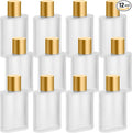 Tessco for you 12 Pcs 50/100ml Frosted Glass Bottle Perfume Atomizer Refillable Spray Empty Perfume Dispenser Fine Mist Atomizer Cosmetic Container for Travel Men Women (3.4 Ounces,Gold)