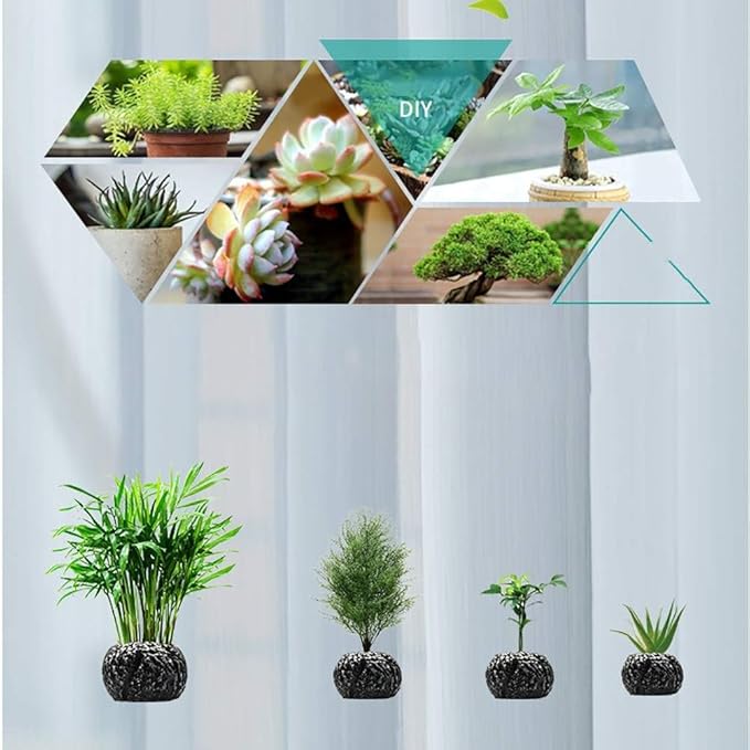 Floating Flower Pot - Magnetic Suspension Levitating Air Flower Pots - Creative Design Levitation Bonsai - Home Office Decorations - Fun Gift,Black