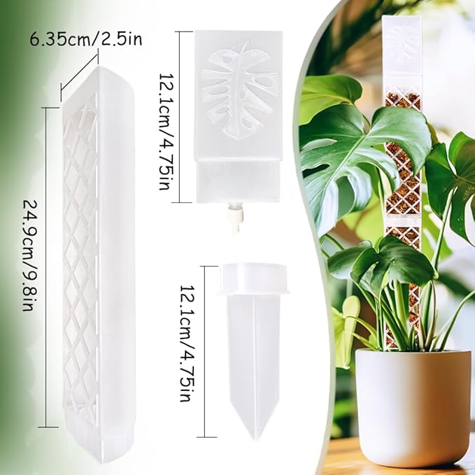 MIIIM 3 Pcs Self-Watering Moss Poles, D Shape Moss Pole Kit for Climbing Plants Indoor, Semi Transparent Monstera Plant Support, 39 Inches in Total Length