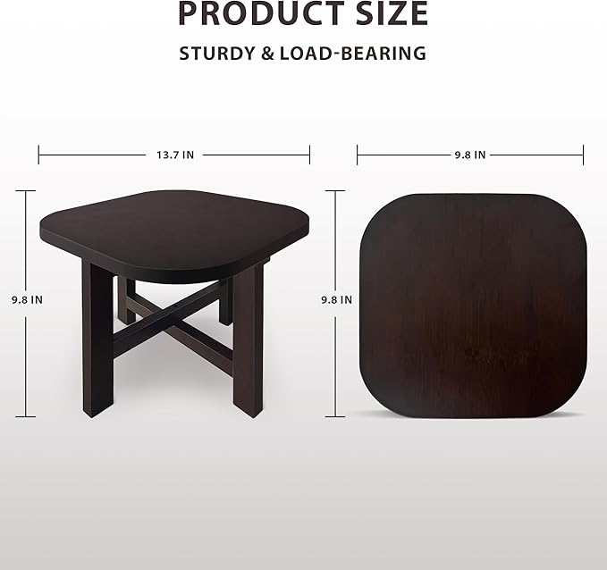 9.8 in Wooden Stool for Shower, Folding Square Footstools, Leg Shaving and Foot Rest, Folding Bamboo Shower Seat, Fully Assembled (S)