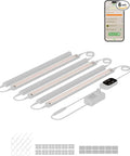 GLOWRIUM Smart Grow Lights for Indoor Plants with APP, Full Spectrum Grow Lights for Seed Starting, G6 Plant Light Strip with auto Timer, 3 Angle dimming Levels for Plant Shelf, 6-Pack (White, 48W)