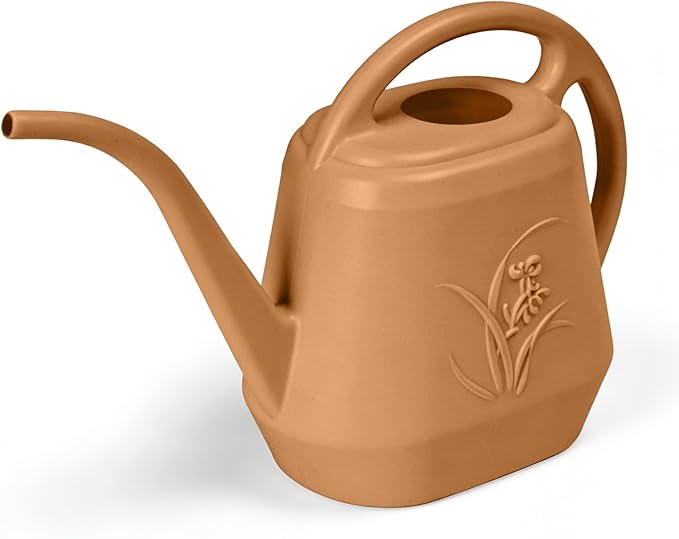 Hand Plastic Watering Can - for Indoor and Outdoor Home Garden Plants - with Long Spout - Copper Color - 1/2 Gallon